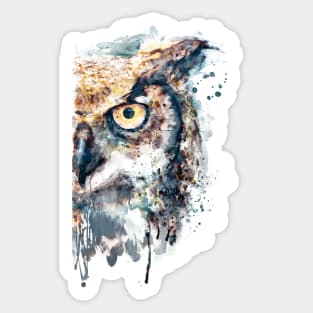 Great Horned Owl Close-up Portrait Sticker